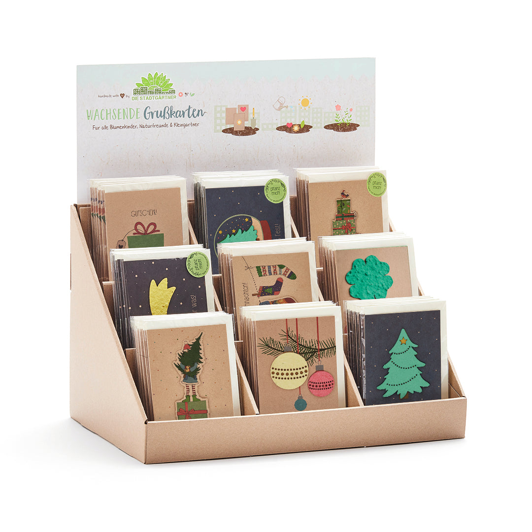 Pappdisplay 9er Grußkarten Weihnachten / Neujahr